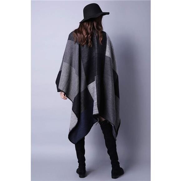 Women's Warm Shawl Wrap – Winter Cape Cardigan Sweater, Open Front Poncho - Picture 6 of 6